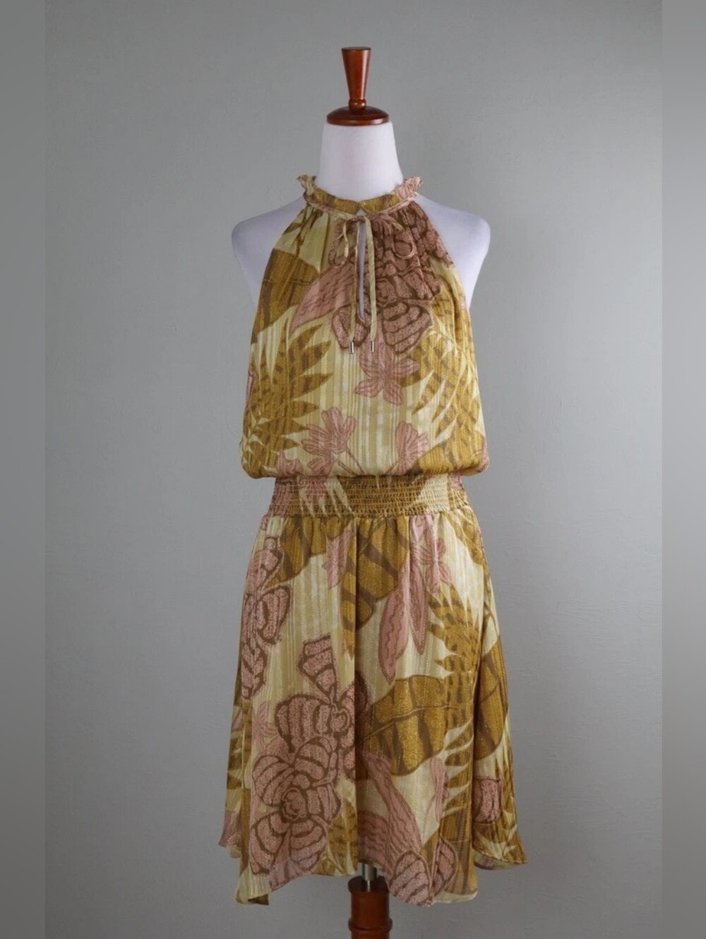 Halter Floral Print Sundress in Mustard & Blush